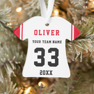 Roter Spieler Name Nummer Team Sport Kinder Andenk Ornament