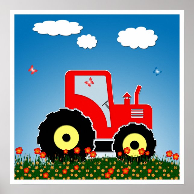 Roter Spielzeugtraktor Poster (Vorne)