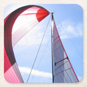 Roter Spinnaker mit Sun Rechteckiger Pappuntersetzer