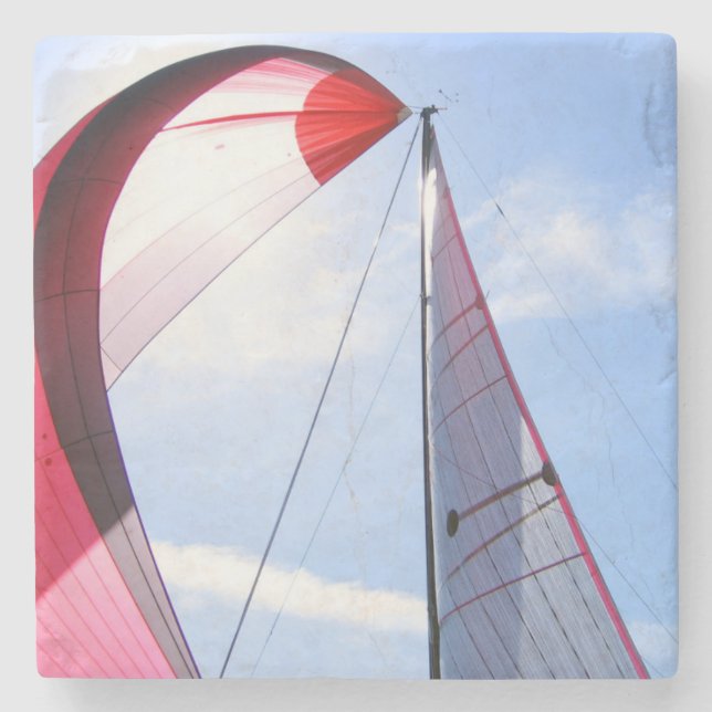 Roter Spinnaker mit Sun Steinuntersetzer (Vorderseite)