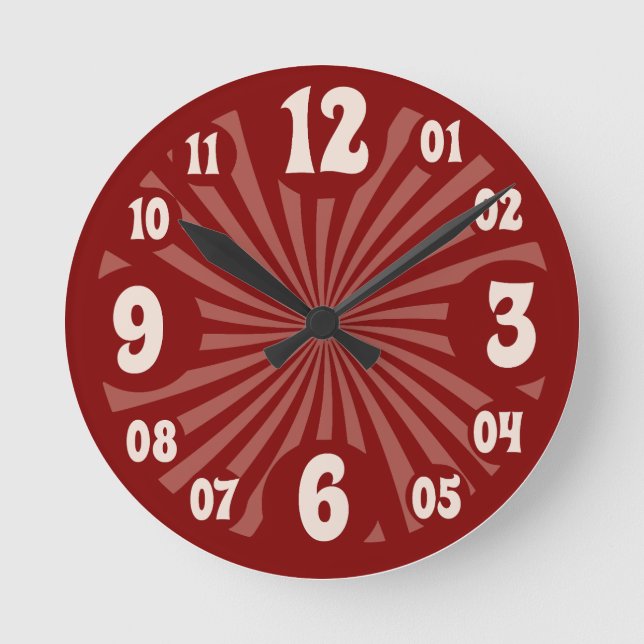 Roter Spiralstil Runde Wanduhr (Vorderseite)