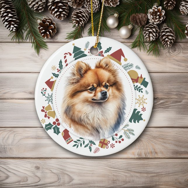 Roter Spitz Hundeschrei Keramik Ornament (Von Creator hochgeladen)