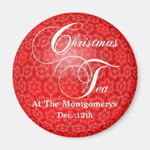 Roter Spitze-Weihnachtstee Save the Date Magnet