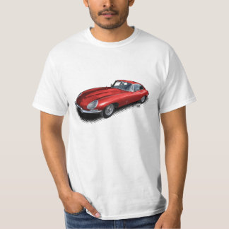 Roter Sport-Auto-T - Shirt des Jaguar-XKE Vintager