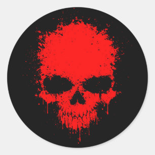 Roter Spritzer Skull Runder Aufkleber