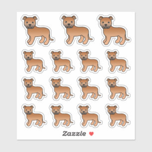 Roter Staffordshire Bull Terrier Süße Cartoon-Hund Aufkleber