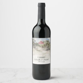 Roter Stall auf der Hillside Country Farm Wedding Weinetikett