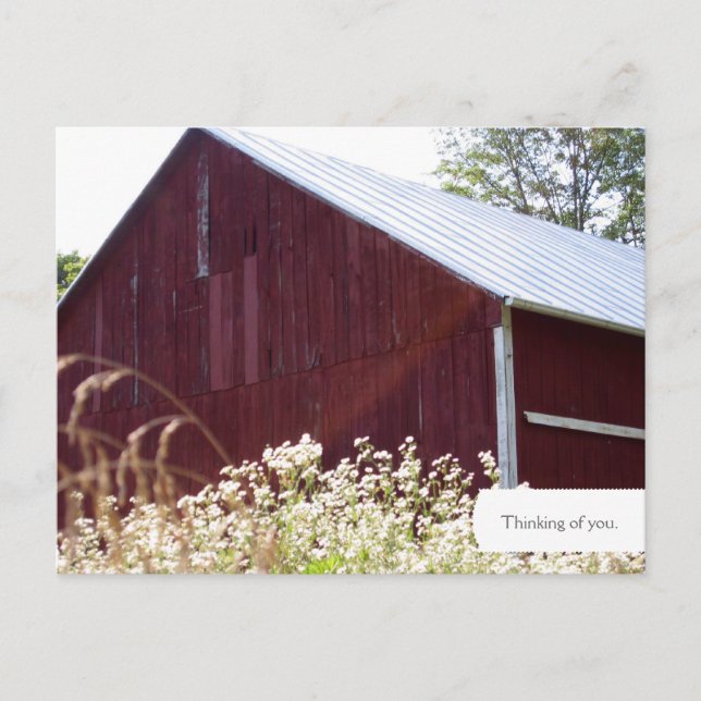 Roter Stall-Bauernhof Postkarte (Vorderseite)