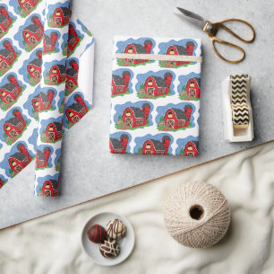 Roter Stall Geschenkpapier