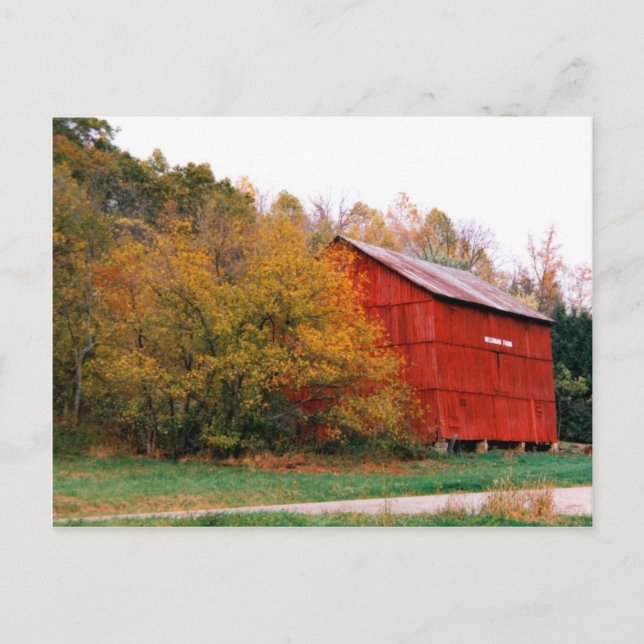 Roter Stall im Herbst Postkarte (Vorderseite)