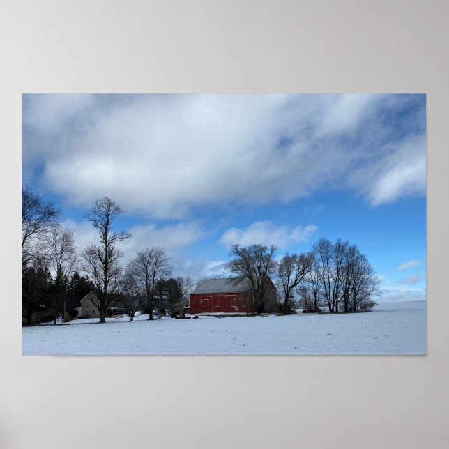 Roter Stall in Snow-Poster Poster (Vorne)