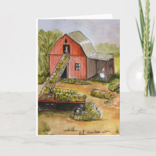 Roter Stall, Llama, Hay Day, Bauernhof Art Card Karte
