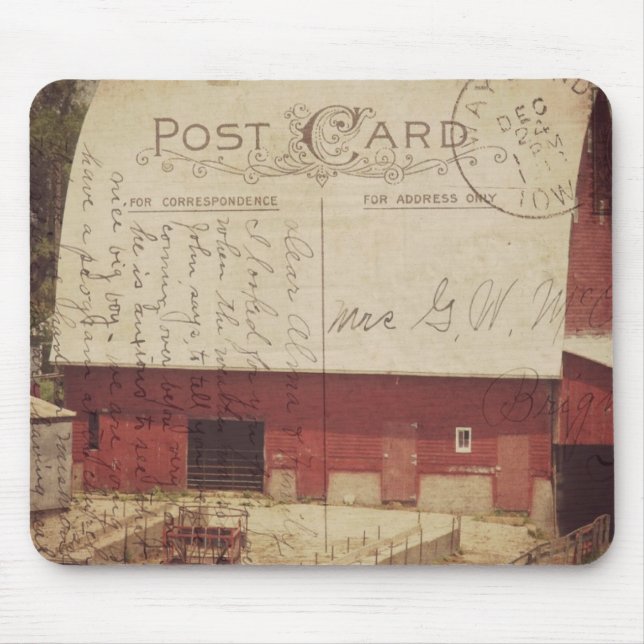 Roter Stall Postkarte Digitale Kunst Mousepad (Vorne)