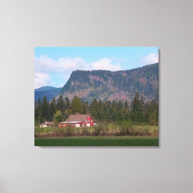 Roter Stall und Monte Enumclaw Leinwanddruck (Vorderseite)