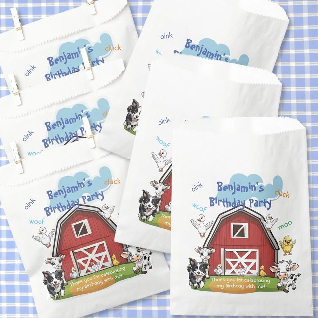 Roter Stall und Niedliche Landtiere Geburtstagspar Geschenktütchen (Von Creator hochgeladen)