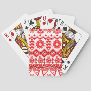 Roter Stamm, ethnisches Muster der Aquarellfarbe. Spielkarten
