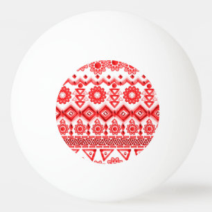 Roter Stamm, ethnisches Muster der Aquarellfarbe. Tischtennisball