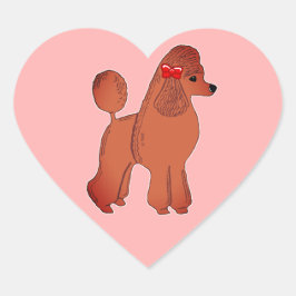 Roter Standard Poodle Pink Heart Stickers