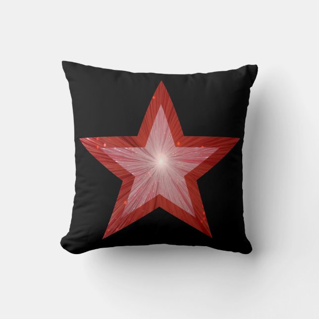 Roter Star bedruckter Kissen schwarz (Vorderseite)