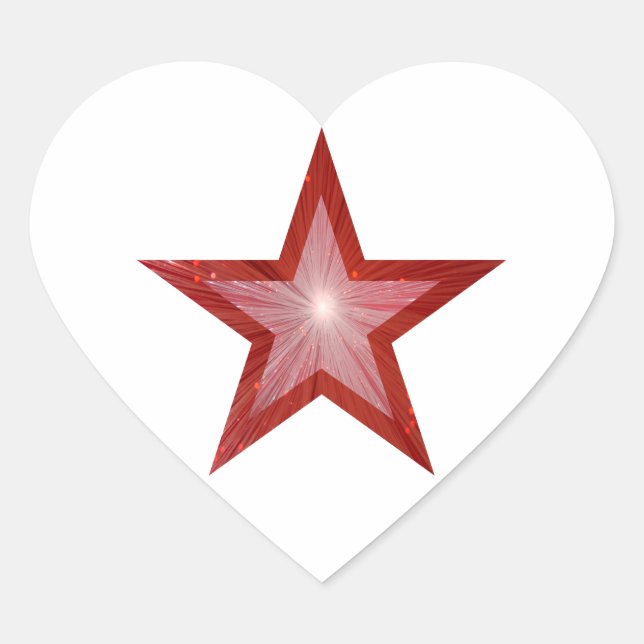 Roter Star Herz-Aufkleber (Vorderseite)