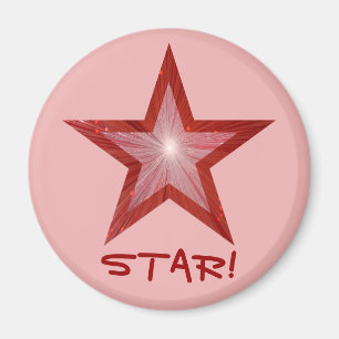 Roter Star Kühlschrank 'STAR' Magnet rund rosa