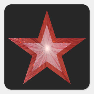 Roter Star-Quadrat-Aufkleber schwarz Quadratischer Aufkleber