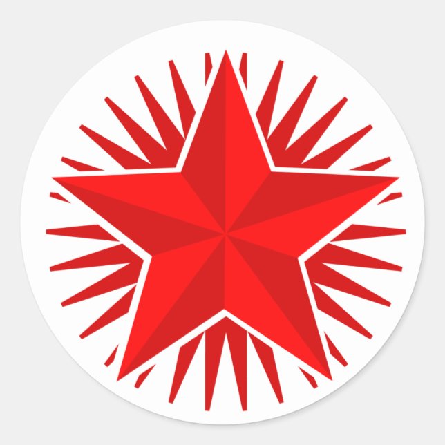 Roter Star-Sticker Runder Aufkleber (Vorderseite)