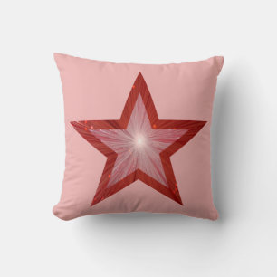 Roter Star 'Text' Wurfkissen in hellrosa Kissen