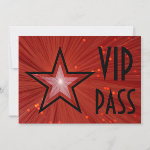 Roter Star "VIP PASS" horizontal schwarz hinten Einladung