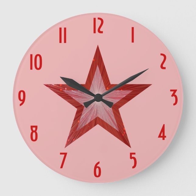 Roter Star "Zahlen" Uhr rund rosa (Vorderseite)