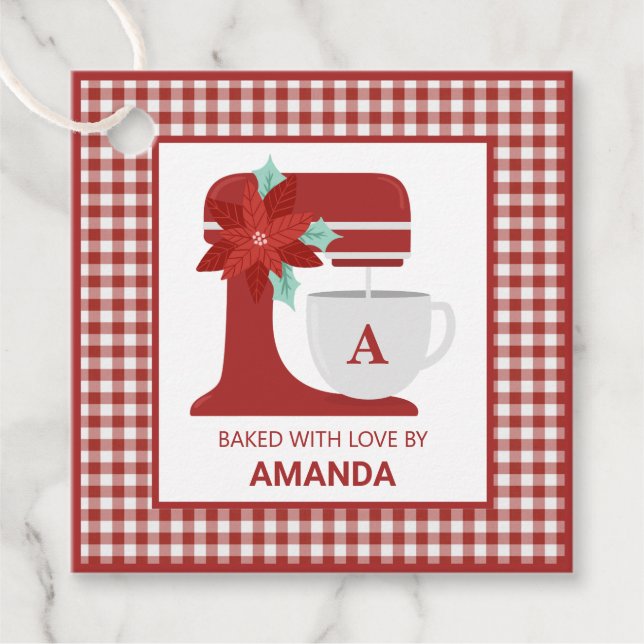 Roter Steg Backen | Monogramm | Weihnachten Geschenkanhänger (Vorderseite)