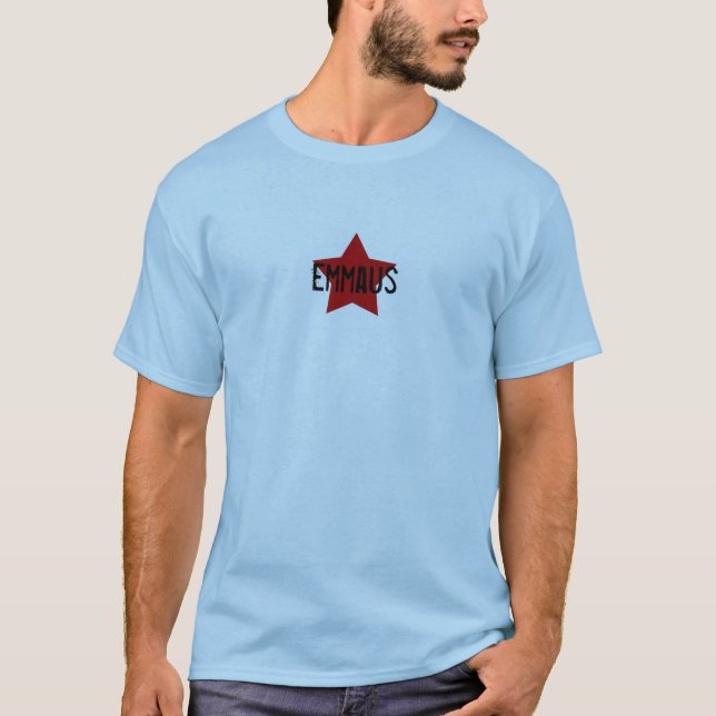 Roter Stern auf blauem SS-T-Shirt - stellen Sie T-Shirt (Vorderseite)