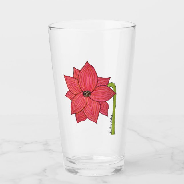 Roter Stern Blumen Glas (Vorderseite)
