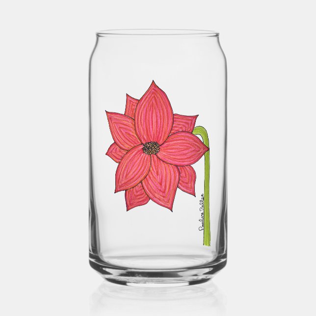 Roter Stern Blumen Leer Dosenglas (Vorderseite)