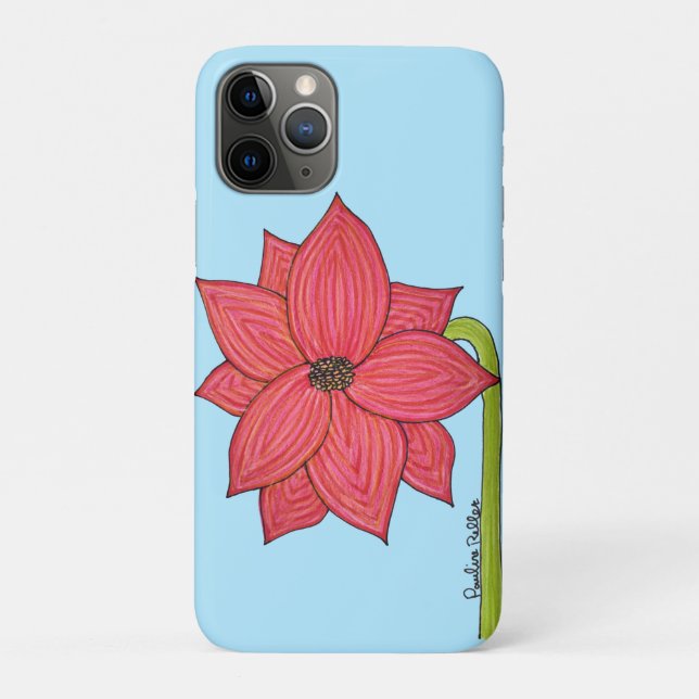 Roter Stern Blumen mit blauem Hintergrund Case-Mate iPhone Hülle (Rückseite)