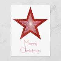 Roter Stern "Frohe Weihnachten" Postkarte weiß