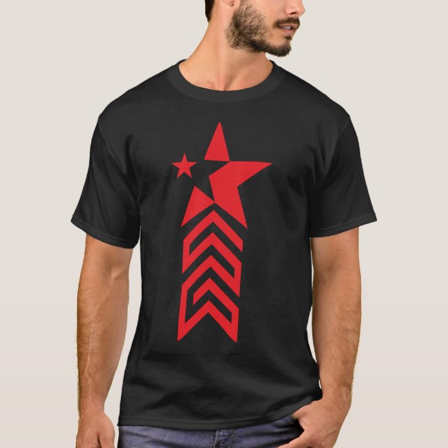 Roter Stern mit Chevron-Pfeilen – Minimale Abstrak T-Shirt (Vorderseite)
