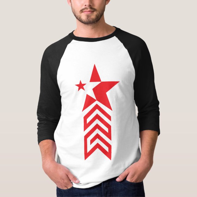 Roter Stern mit Chevron-Pfeilen T-Shirt (Vorderseite)