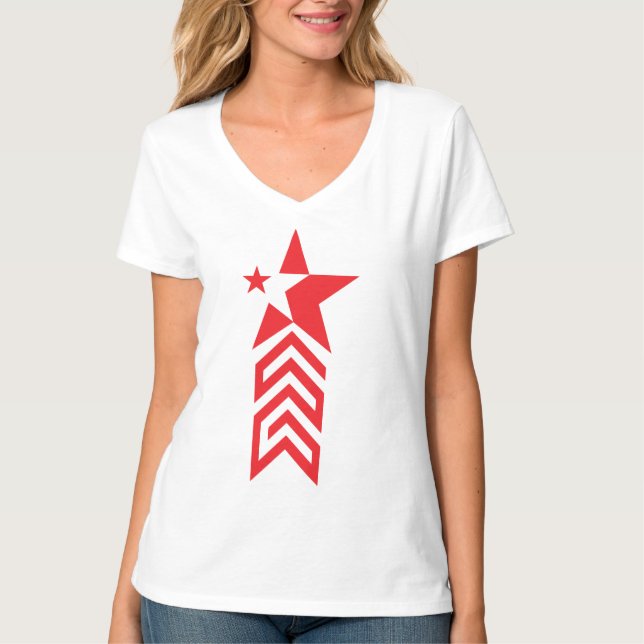 Roter Stern mit Chevron-Pfeilen T-Shirt (Vorderseite)
