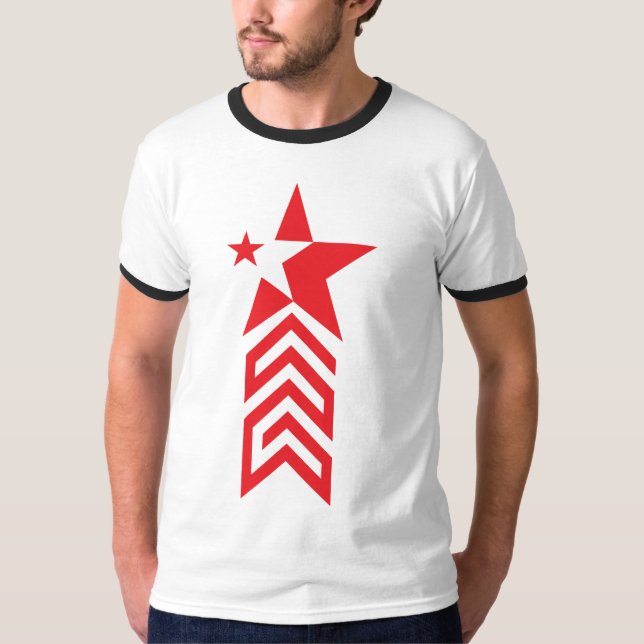 Roter Stern mit Chevron-Pfeilen T-Shirt (Vorderseite)