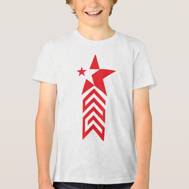 Roter Stern mit Chevron-Pfeilen Tri-Blend Shirt (Vorderseite)