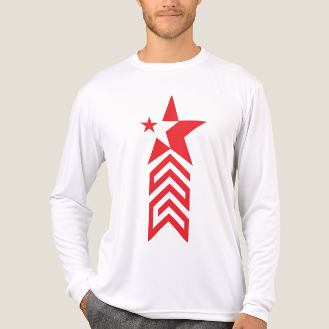 Roter Stern mit Chevron-Pfeilen Tri-Blend Shirt (Vorderseite)