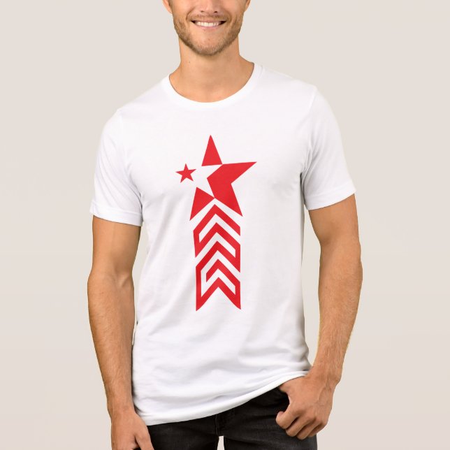 Roter Stern mit Chevron-Pfeilen Tri-Blend Shirt (Vorderseite)