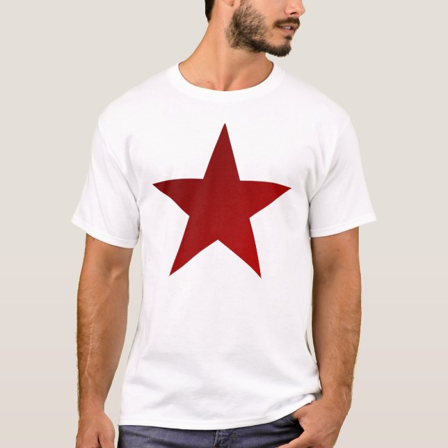 Roter Stern-Schatten auf Weiß T-Shirt (Vorderseite)