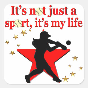 ROTER STERN SOFTBALL IST MEIN LEBENSENTWURF QUADRATISCHER AUFKLEBER