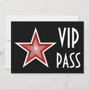Roter Stern 'VIP PASS' Einladung schwarz horizonta