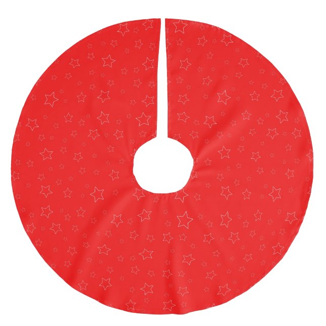 Roter Sterne Baumskirt Polyester Weihnachtsbaumdecke (Vorderseite)