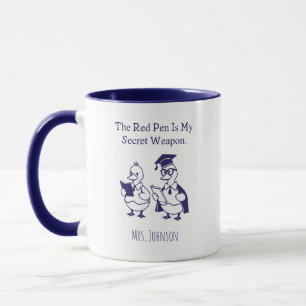 Roter Stift Geheimwaffe Lustiges Englisch-Lehrer-D Tasse