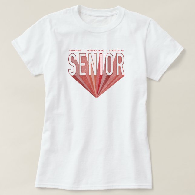 Roter Stift Sketch Senior Radiering Letters T-Shirt (Design vorne)
