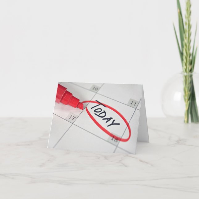 roter Stift und Kreis im Kalender Karte (Vorderseite)